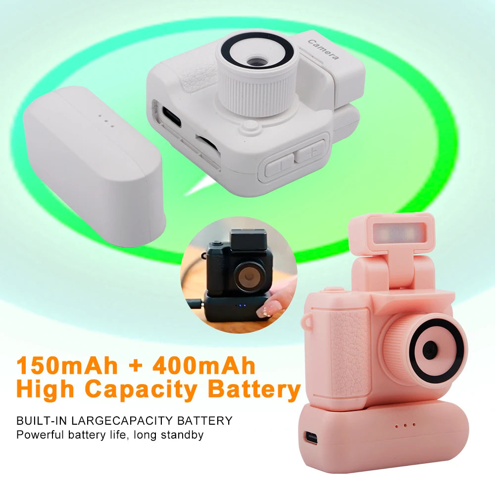 Mini Retro Cam With Flash Lamp And Battery Dock Portable